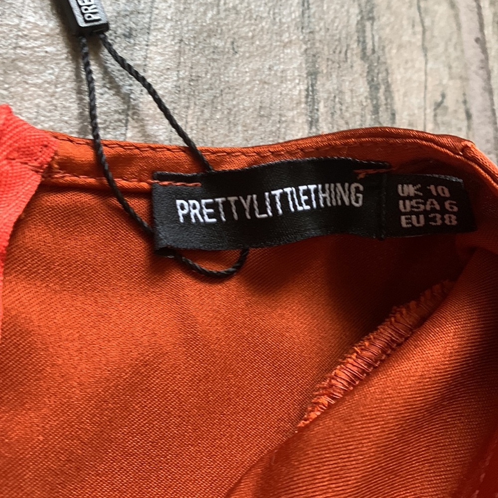 Prettylittlething Satin Long Sleeve Dress - Picture 3 of 8